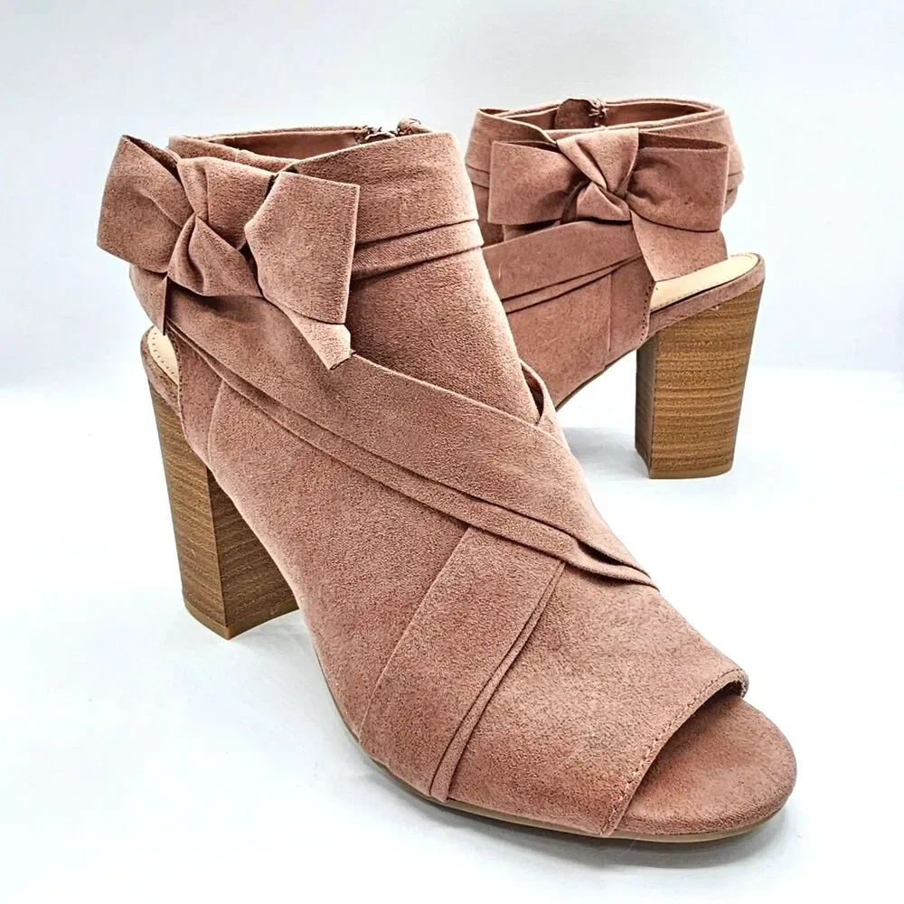 LC Lauren Conrad Mauve Ankle Boots Side Bow Zip Women’s 6.5 Feminine